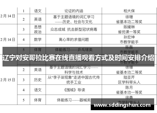 辽宁对安哥拉比赛在线直播观看方式及时间安排介绍